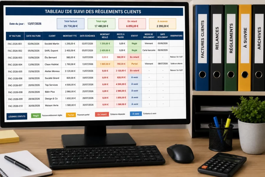 Créer un tableau de suivi des règlements clients